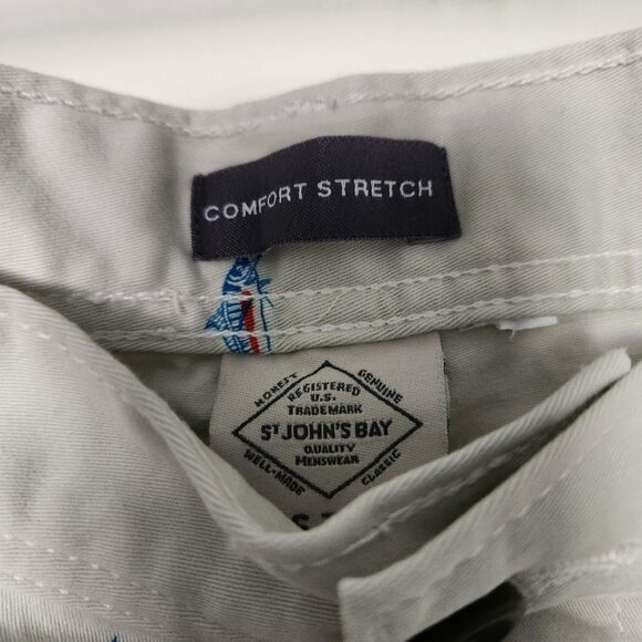 St. John's Bay Mens Flat Front Comfort Stretch Shorts Birch Sail Fish 46 Tall - Picture 6 of 7